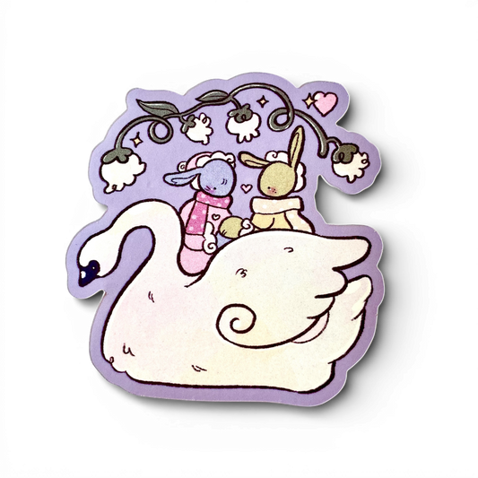 lovers on a swan sticker