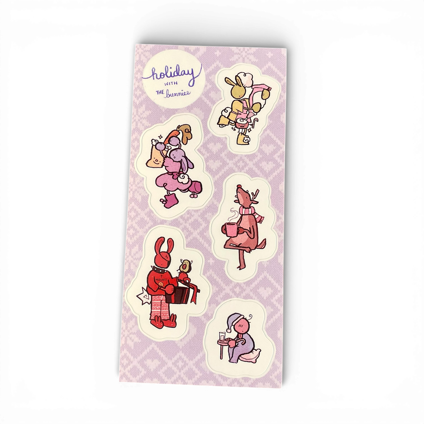 bunnies on holiday sticker sheet