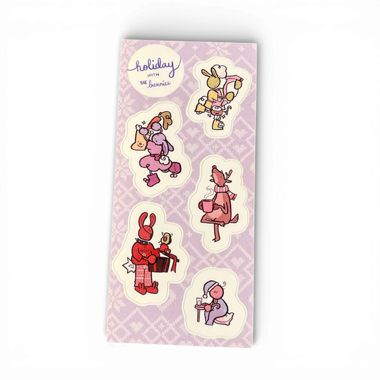 bunnies on holiday sticker sheet
